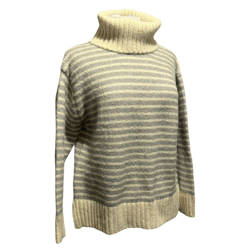 NEW  In the Beginning Striped Turtleneck Pullover Sweater Oversized S Preppy